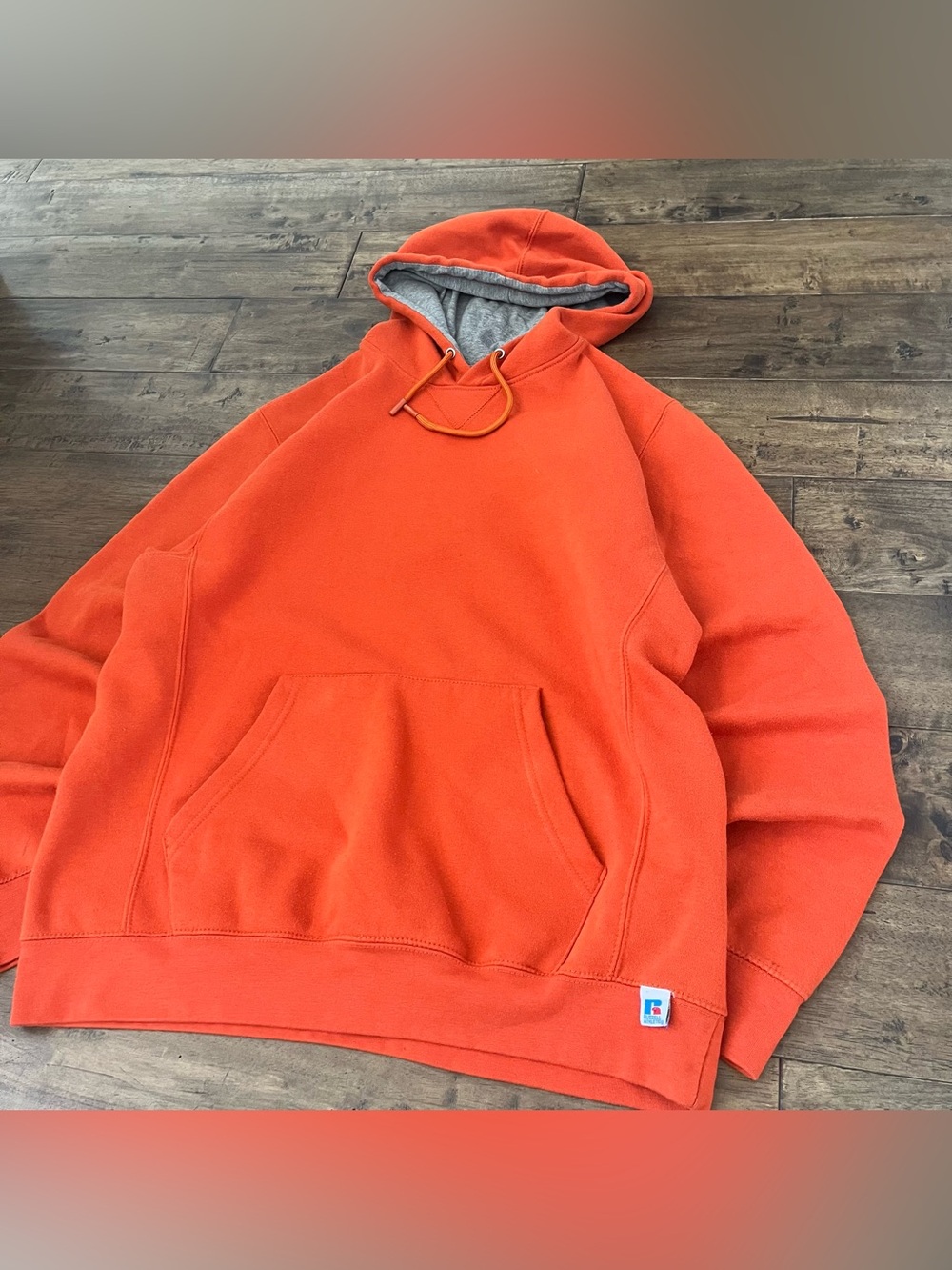 Vintage Men’s 90’s Baggy Russell Athletic orange hoodie Size L #90s